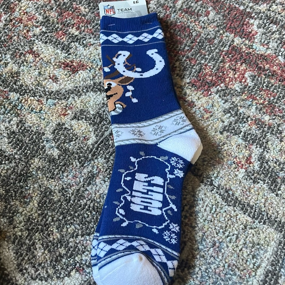 NWT Indianapolis Colts Christmas themed socks